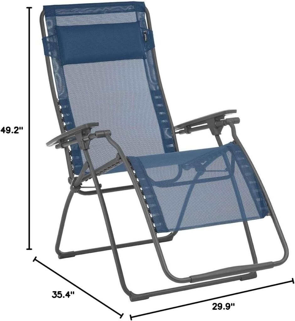 Lafuma LFM3121-8547 Futura XL Zero Gravity Recliner-Basalt Steel Frame, Blue (Ocean)