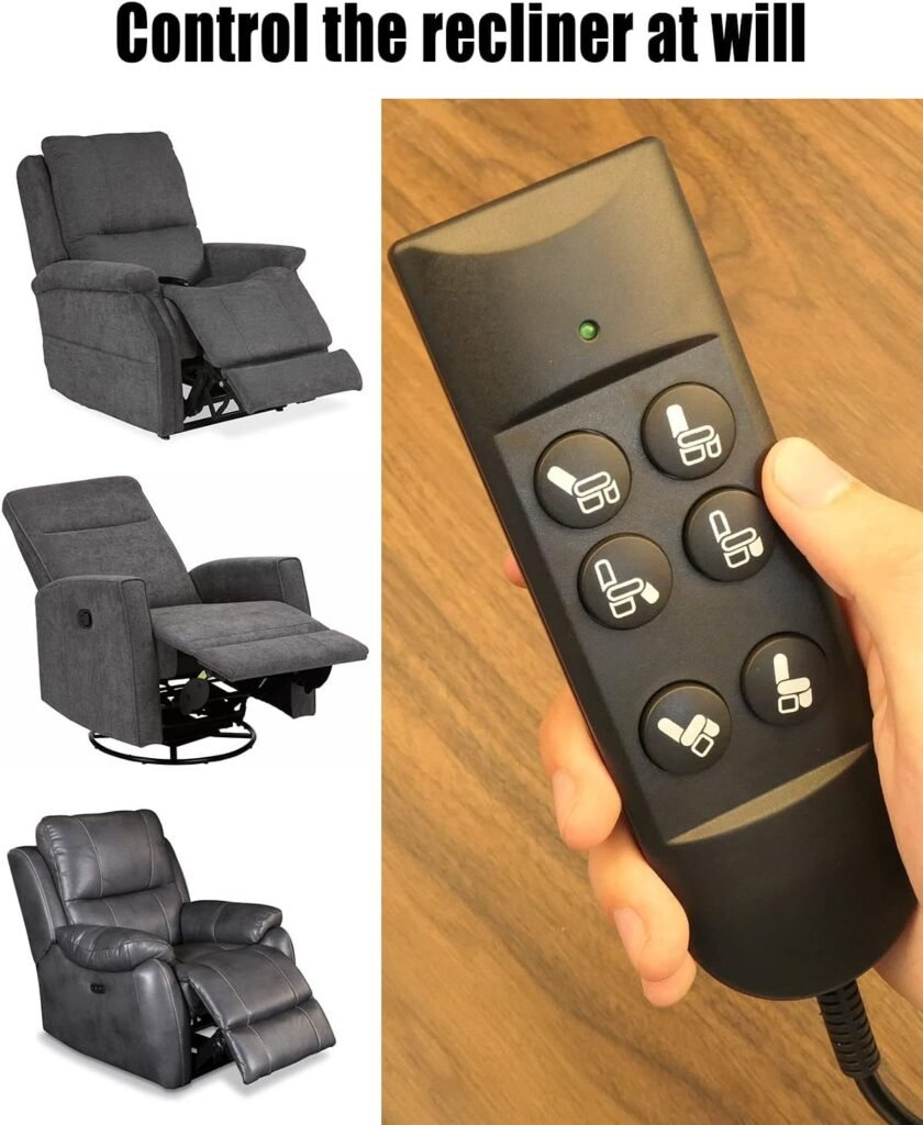 Lift Chair Remote Control for Home Power Recline Hand Control 6 Button Remote with 5-Pin Plug Extension Cable Fit for Okin Dewert Limoss Lazyboy Golden Catnapper