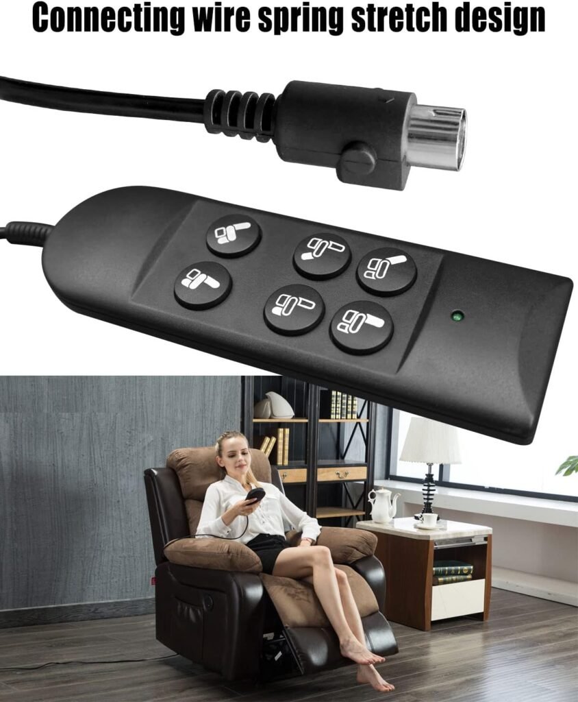 Lift Chair Remote Control for Home Power Recline Hand Control 6 Button Remote with 5-Pin Plug Extension Cable Fit for Okin Dewert Limoss Lazyboy Golden Catnapper