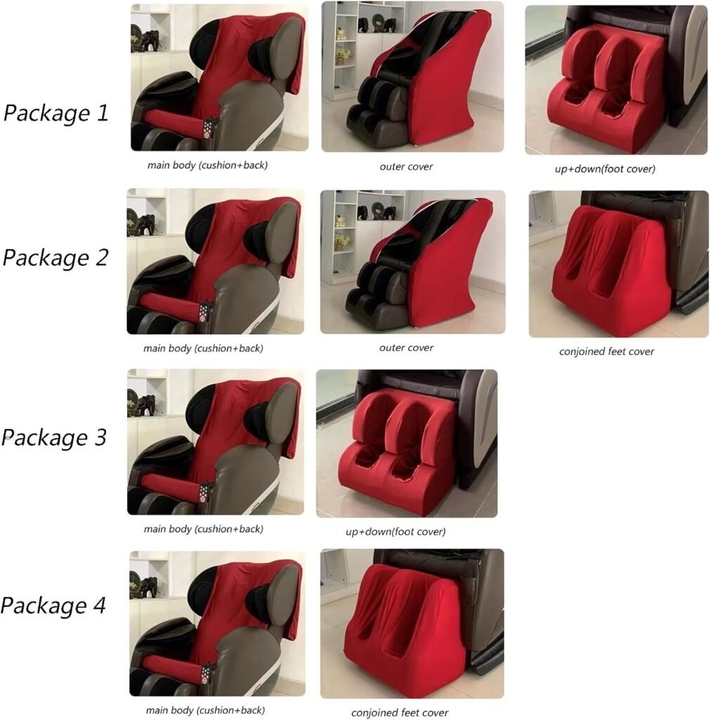 Massage Chair Cover, Full Body Shiatsu Massage Chair Cover, Zero Gravity Single Recliner Cover Elastic Fabric,D,Package 2