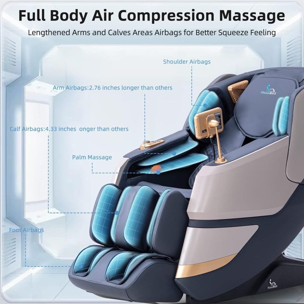 MassaMAX 2023 4D Massage Chair, Full Body Shiatsu Recliner with Electric Extendable Footrest, Zero Gravity, SL Track, Deep Yoga Stretch, Foot Rollers, and Heating (Magic Black)