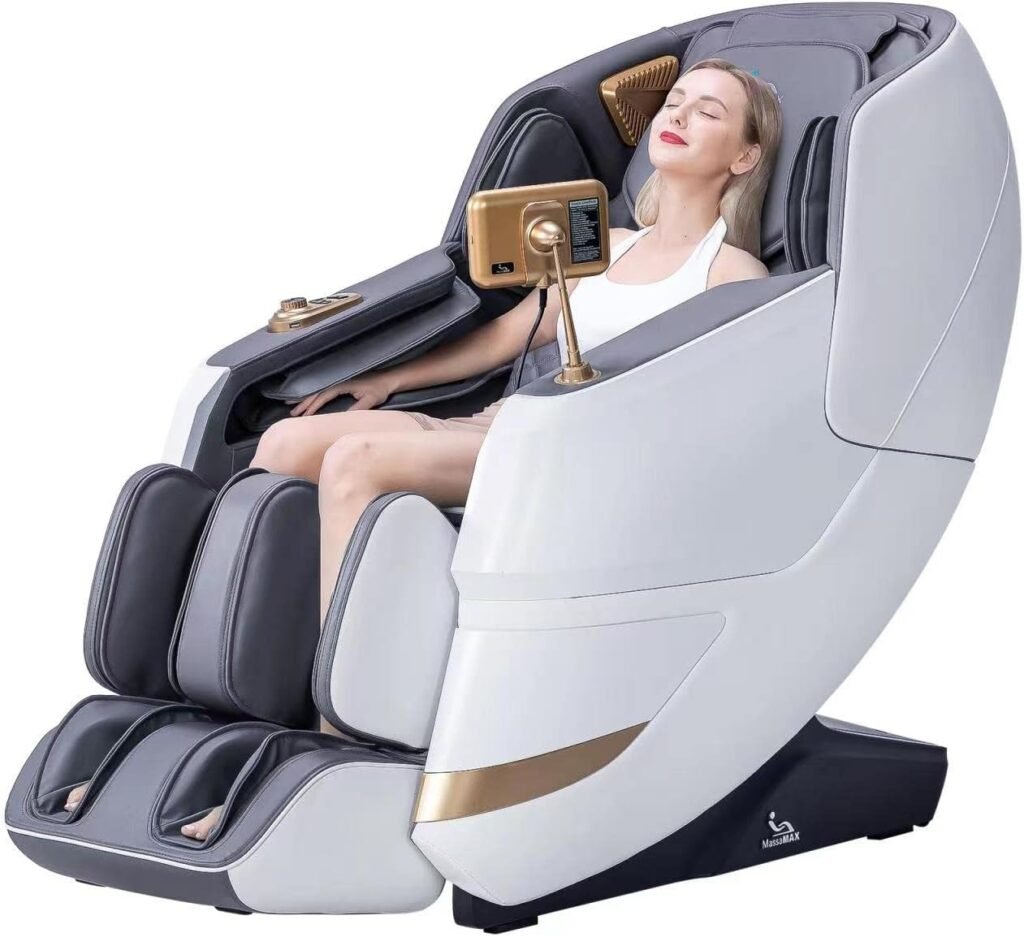 MassaMAX 4D Massage Chair, Full Body Recliner with Zero Gravity, Electric Extendable Footrest, Deep Yoga Stretch, Foot Rollers, and Heat (Magic Black)