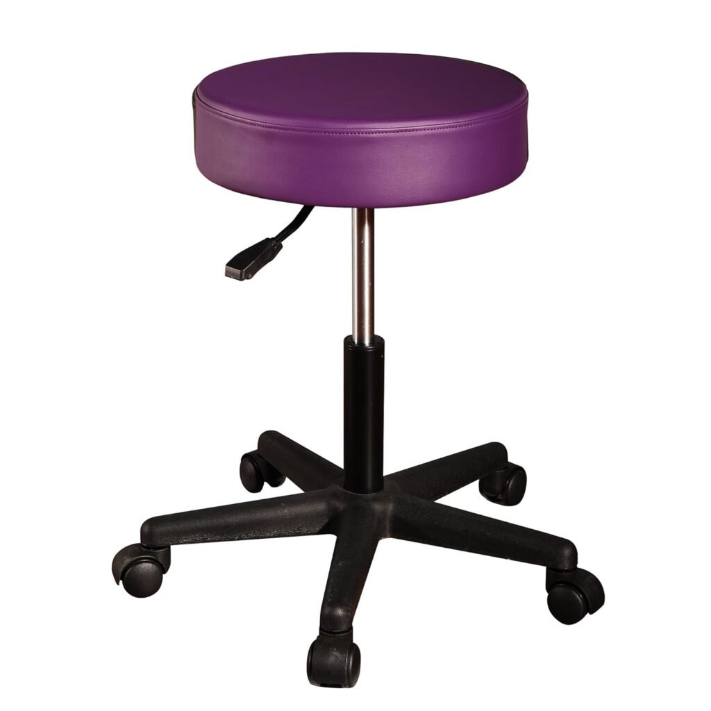 Master Massage Pneumatic Swivel/Rolling Massage Stool, Purple