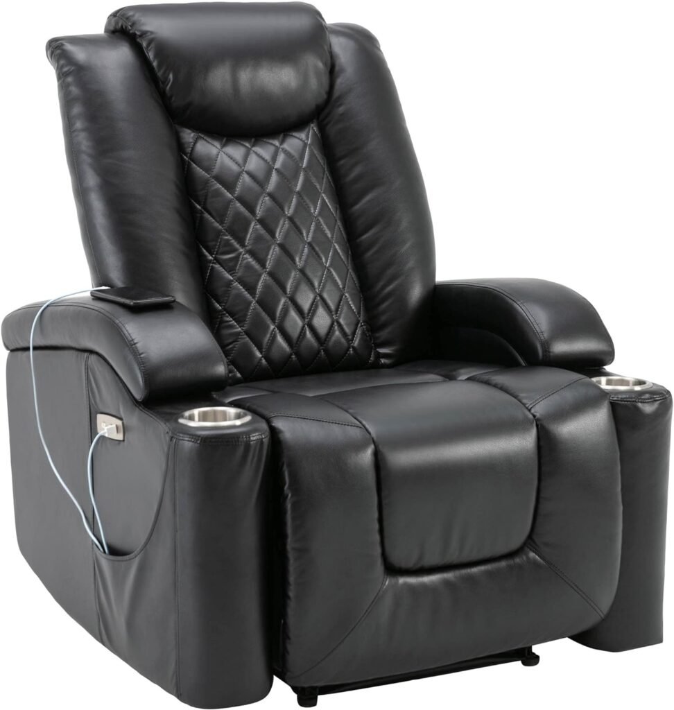 Merax Electric Recliner Chair with USB Charge Port, Cup Holders, Gaming Recliner Chair Home Theater Seating for Living Room