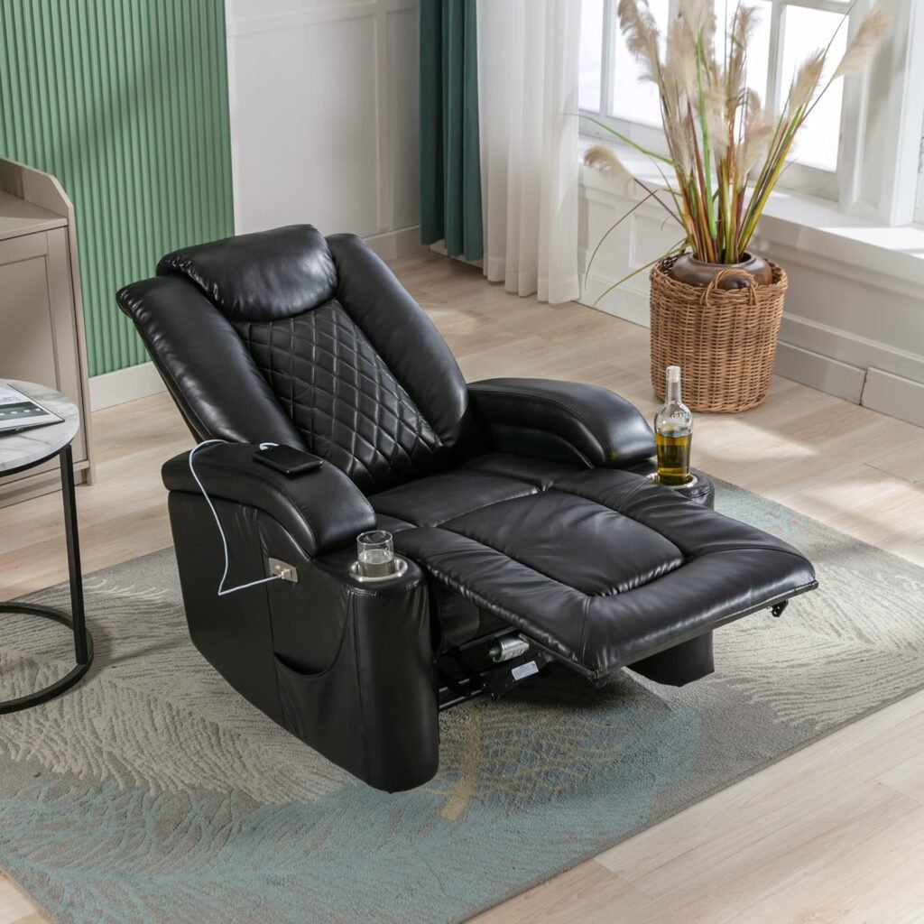 Merax Electric Recliner Chair with USB Charge Port, Cup Holders, Gaming Recliner Chair Home Theater Seating for Living Room