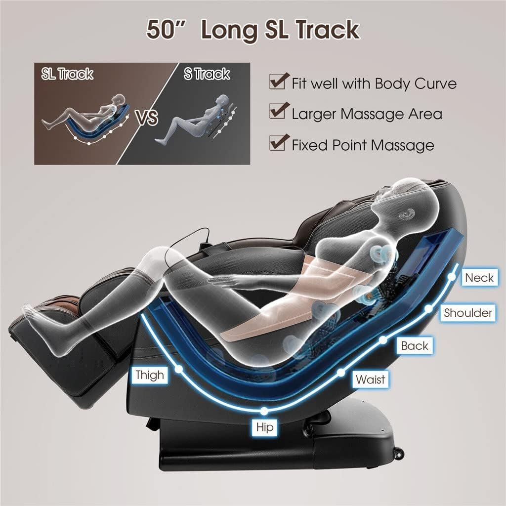 MMLLZEL Zero SL-Track Full Body Massage Chair w/Voice Control Heat Roller