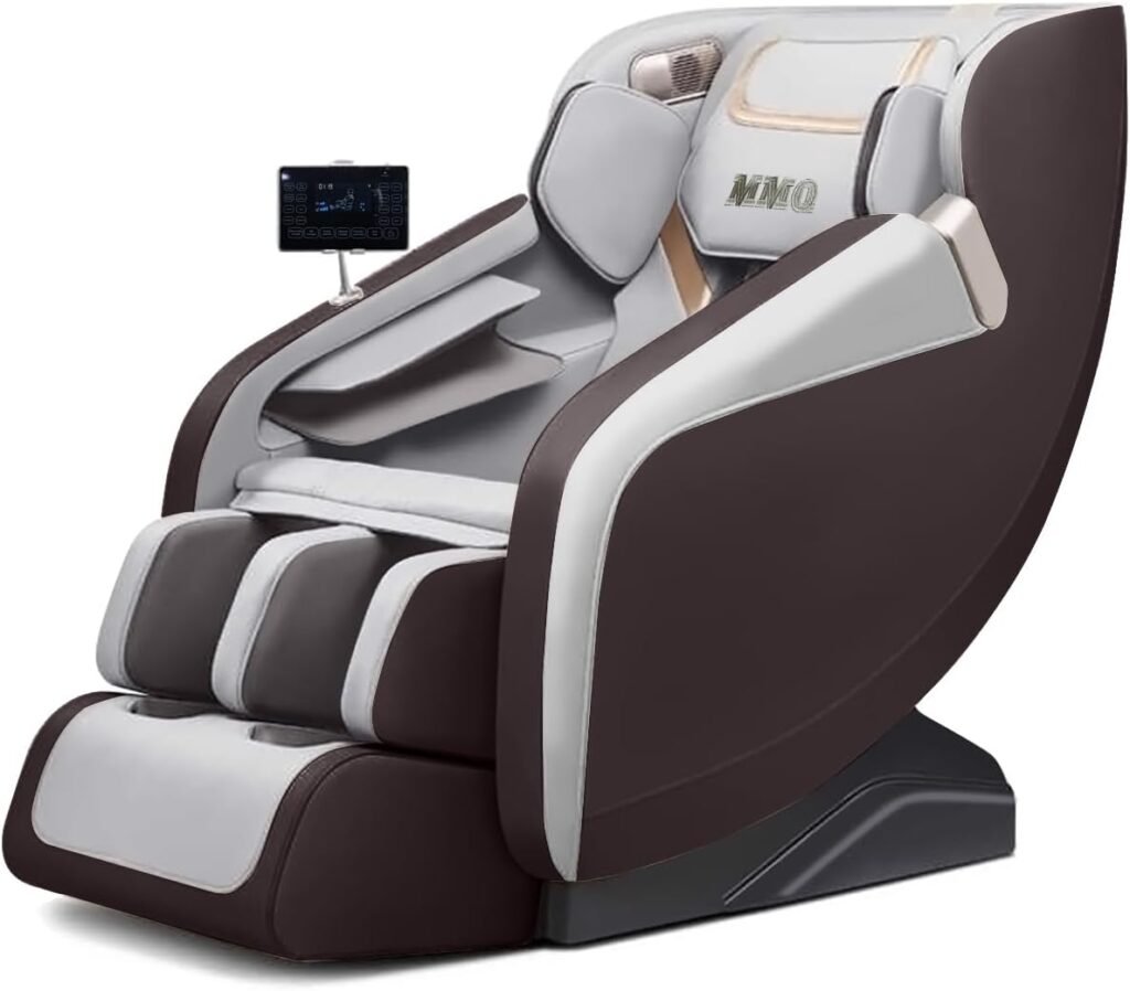 MMQ Massage Chair Zero Gravity Full Body-Electric Shiatsu Recliner with Back Heating and Foot Roller，Built-in Bluetooth Speakers for Home and Office，Plug and Play (Brown)