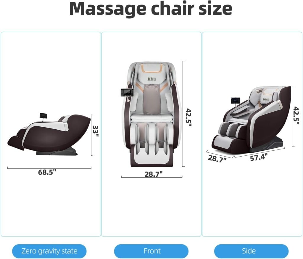 MMQ Massage Chair Zero Gravity Full Body-Electric Shiatsu Recliner with Back Heating and Foot Roller，Built-in Bluetooth Speakers for Home and Office，Plug and Play (Brown)