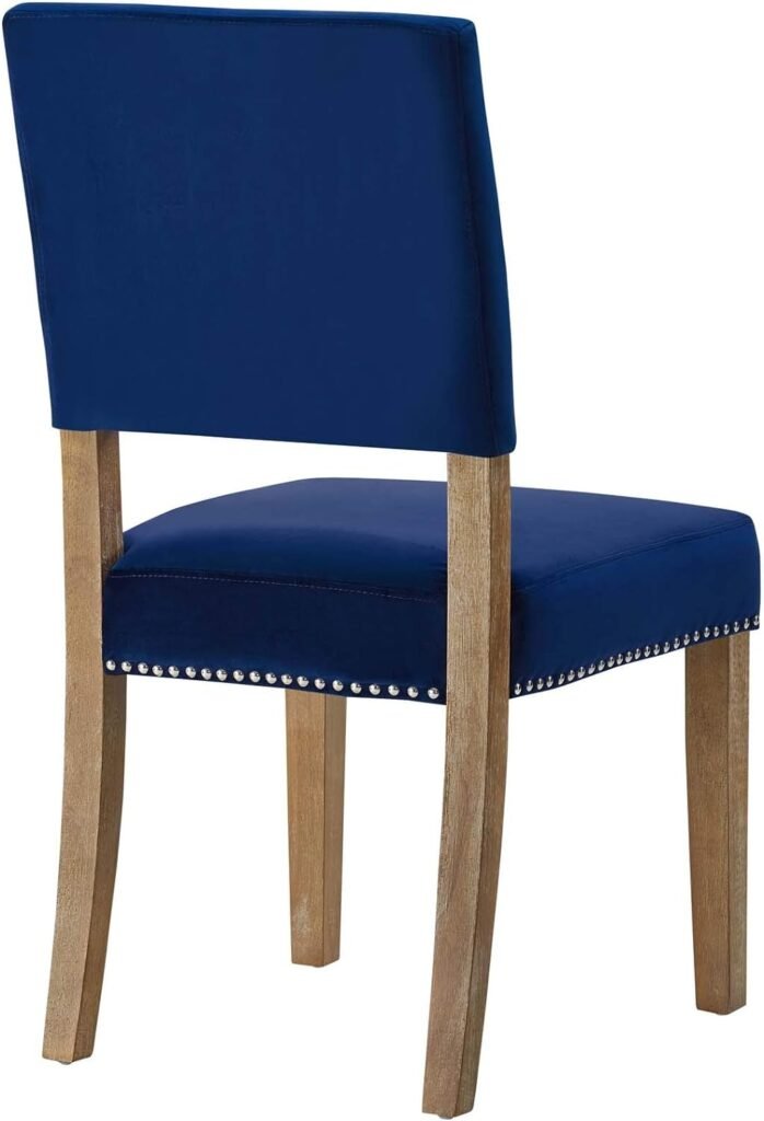 Modway Oblige Modern Farmhouse Performance Velvet Polyester Upholstered with Nailhead Trim, Dining Chair, Navy