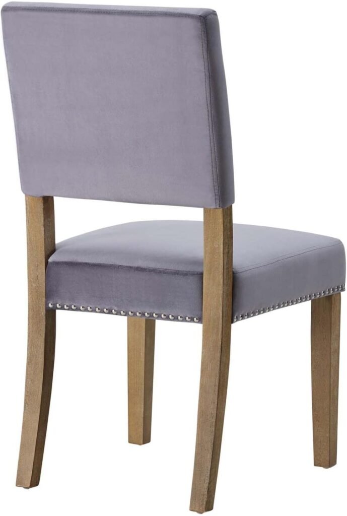 Modway Oblige Modern Farmhouse Performance Velvet Polyester Upholstered with Nailhead Trim, Dining Chair, Navy