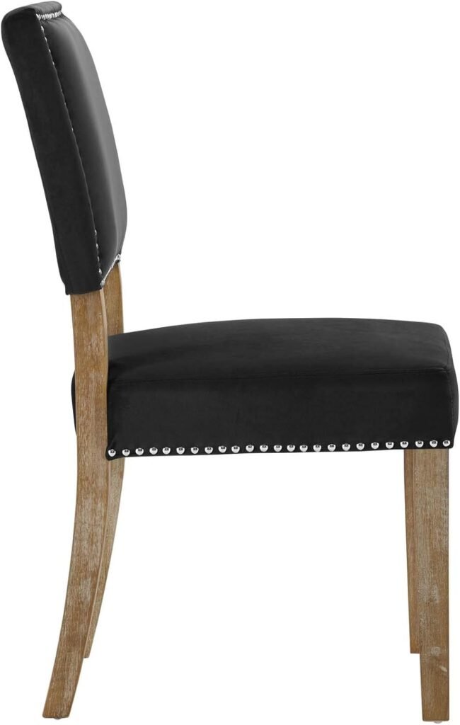 Modway Oblige Modern Farmhouse Performance Velvet Polyester Upholstered with Nailhead Trim, Dining Chair, Navy