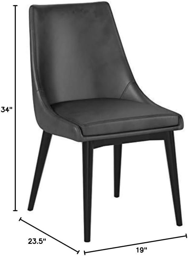 Modway Viscount Mid-Century Modern Faux Leather Upholstered Kitchen and Dining Room Chair in Black