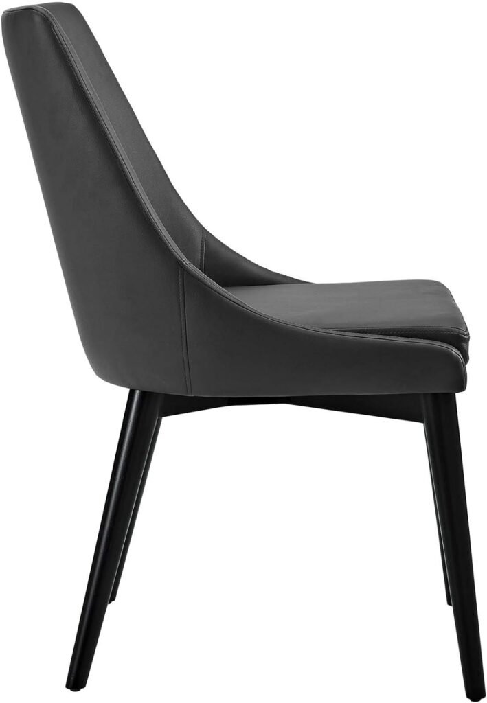 Modway Viscount Mid-Century Modern Faux Leather Upholstered Kitchen and Dining Room Chair in Black