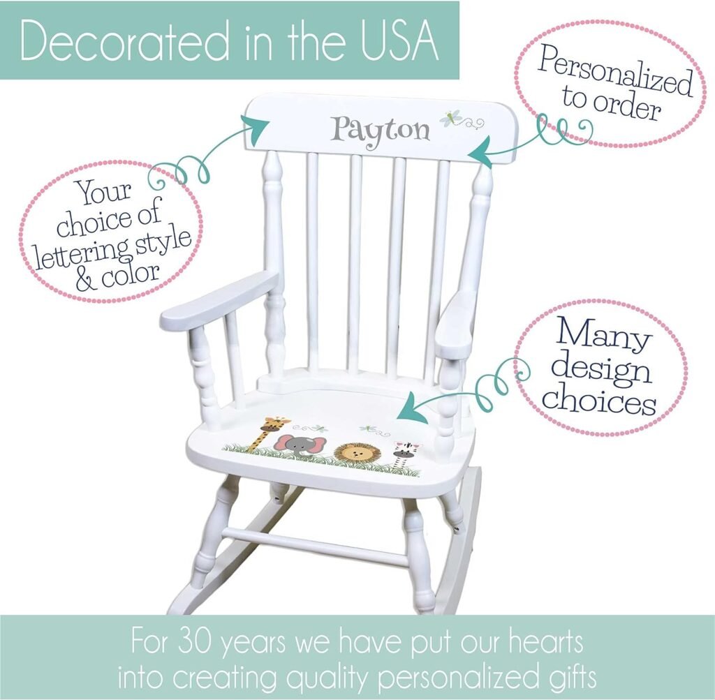 My Bambino Personalized White Wood Rocking Chair Girls Name Baby Gift