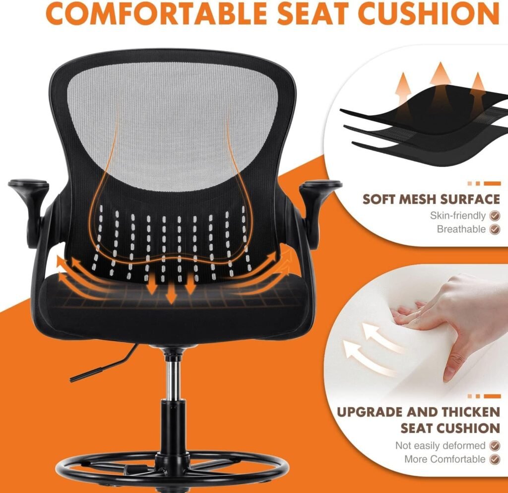 Office Chair, Desk Chair, Managerial Executive Chair, Ergonomic Home Office Desk Chairs, Computer Chair with Comfortable Armrests, Mesh Desk Chairs with Wheels, Mid-Back Task Chair with Lumbar Support