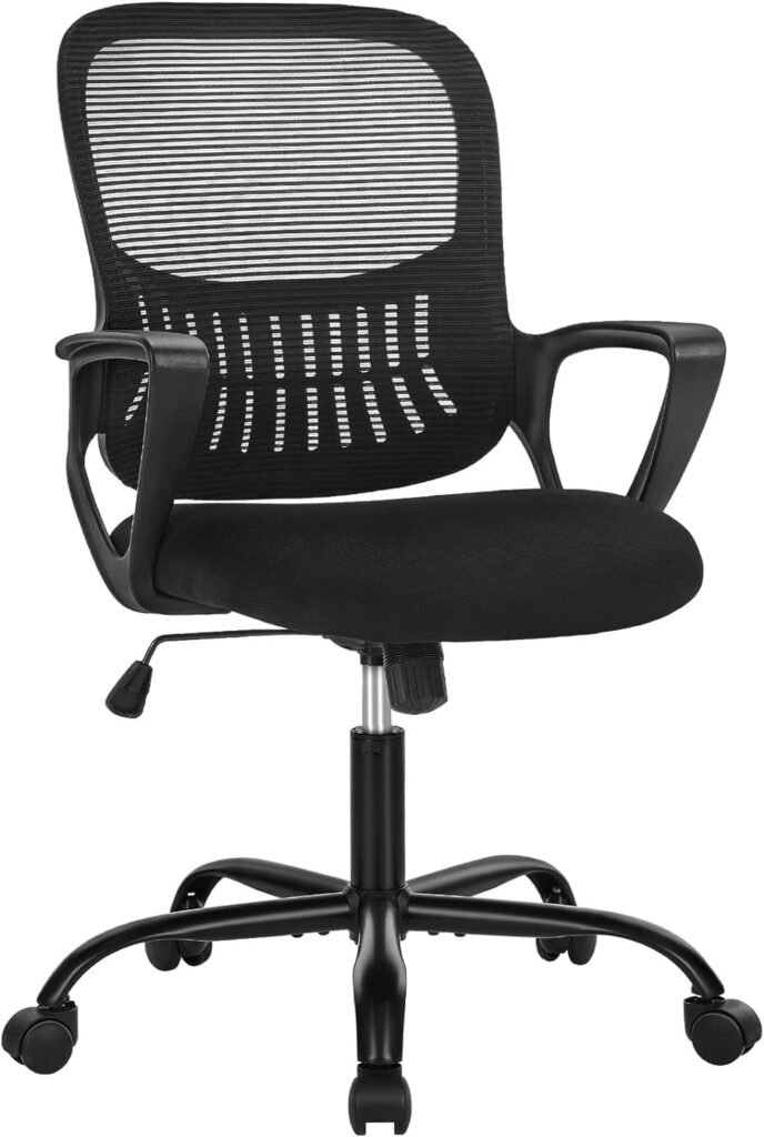 Office Chair, Desk Chair, Managerial Executive Chair, Ergonomic Home Office Desk Chairs, Computer Chair with Comfortable Armrests, Mesh Desk Chairs with Wheels, Mid-Back Task Chair with Lumbar Support