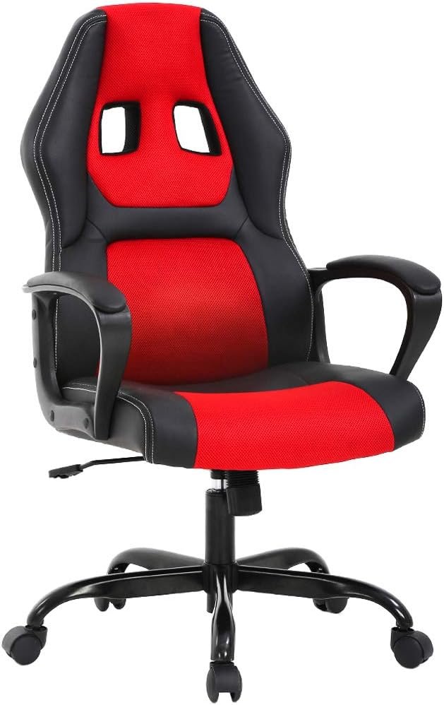 Office Chair PC Gaming Chair Cheap Desk Chair Ergonomic PU Leather Executive Computer Chair Lumbar Support for Women, Men (Red)