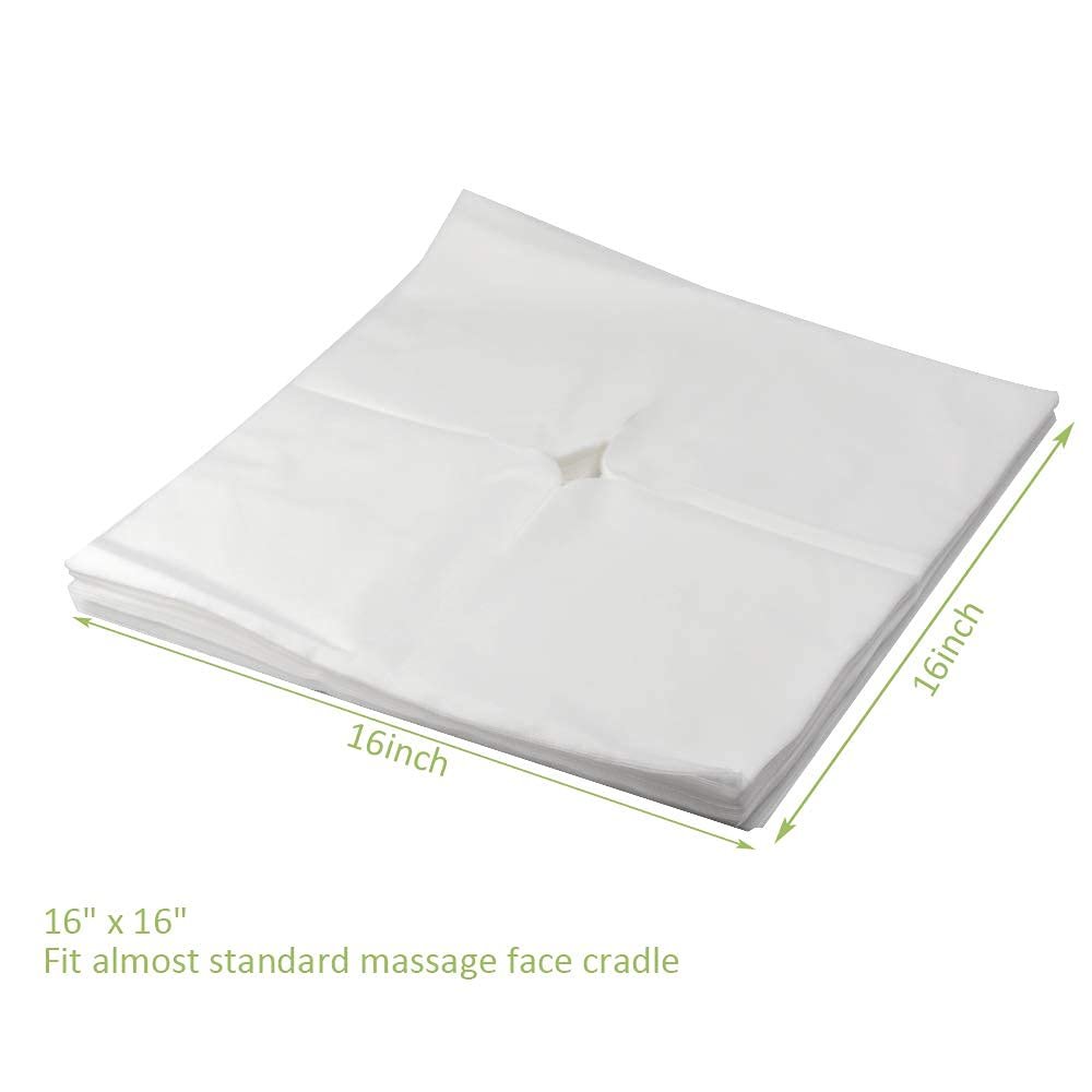 OKEKON Disposable Face Cradle Covers – Ultra Soft Non-Sticking Massage Face Covers/Headrest Covers for Massage Tables  Massage Chairs Spa Salon Massage Headrest Cover, 100 PCS (White)