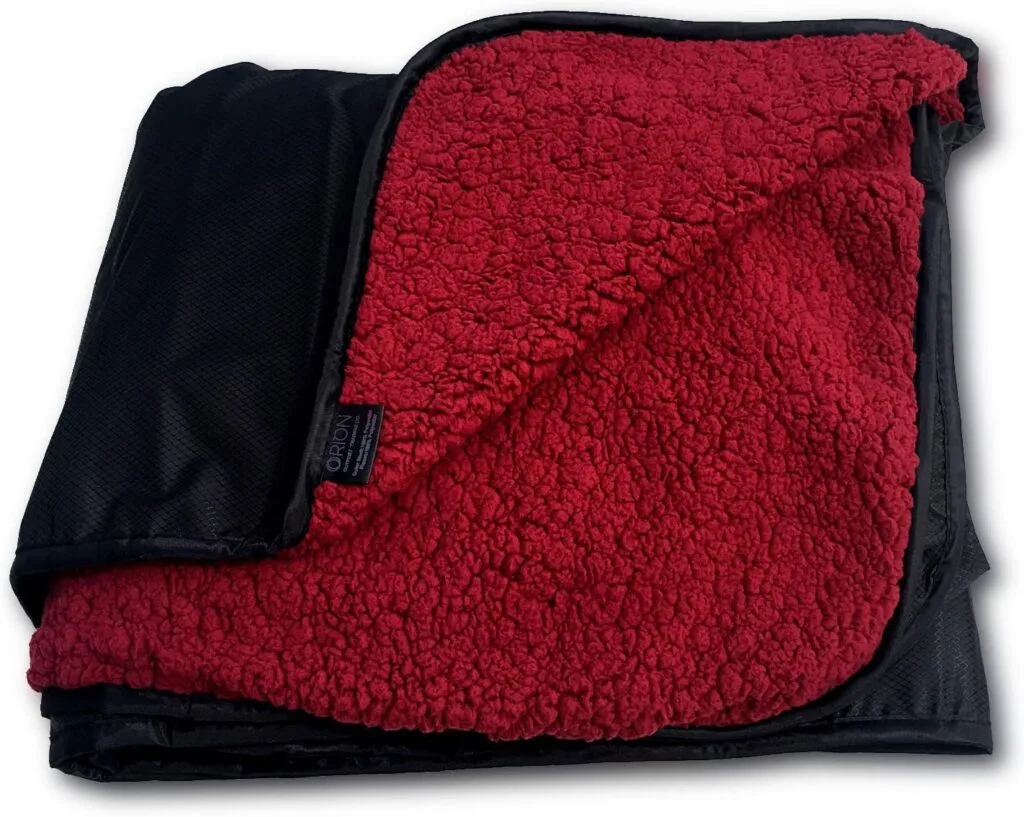 Orion Outpost Trading Company Elemental Stadium Sherpa Blanket, Waterproof, Windproof, Picnic, Wheelchair, Camping, Concerts, Bag with Shoulder Strap and Carrying Handle, 56 x 80