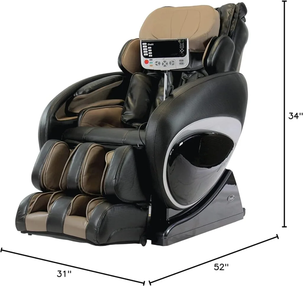 Osaki Zero Gravity Heated Reclining Full Body Massage Chair with Computer Body Scan, Foot Roller, Seat Vibration, and Remote Control, Brown
