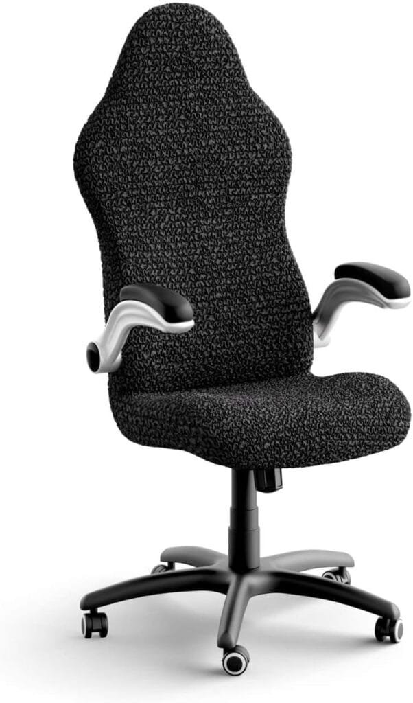 PAULATO BY GA.I.CO. Office  Gaming Chair Slipcover - Stretch Computer Desk Chair Cover with Zipper - Fabric Slipcovers - 1-Piece Form Fit Cover - Microfibra Collection - Black (Office Chair)