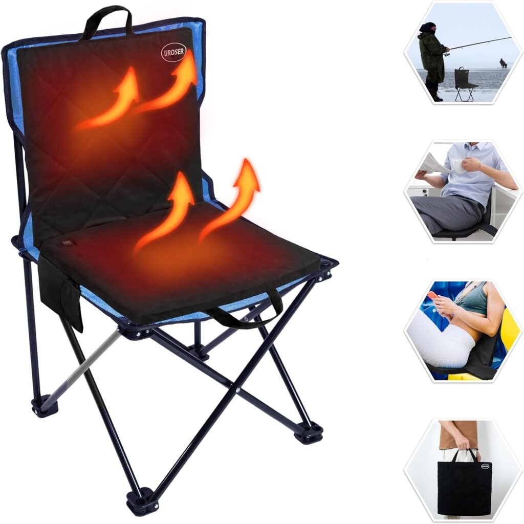 Portable Heated Seat Cushion, 3 Mode Adjustable Thin Heat Heating Cushion, 【No Power Bank】USB Power Heated Foldable Back Chair Pad, Memory Foam Heated Seat Pad for Indoor, Outdoor, Sports, Beach