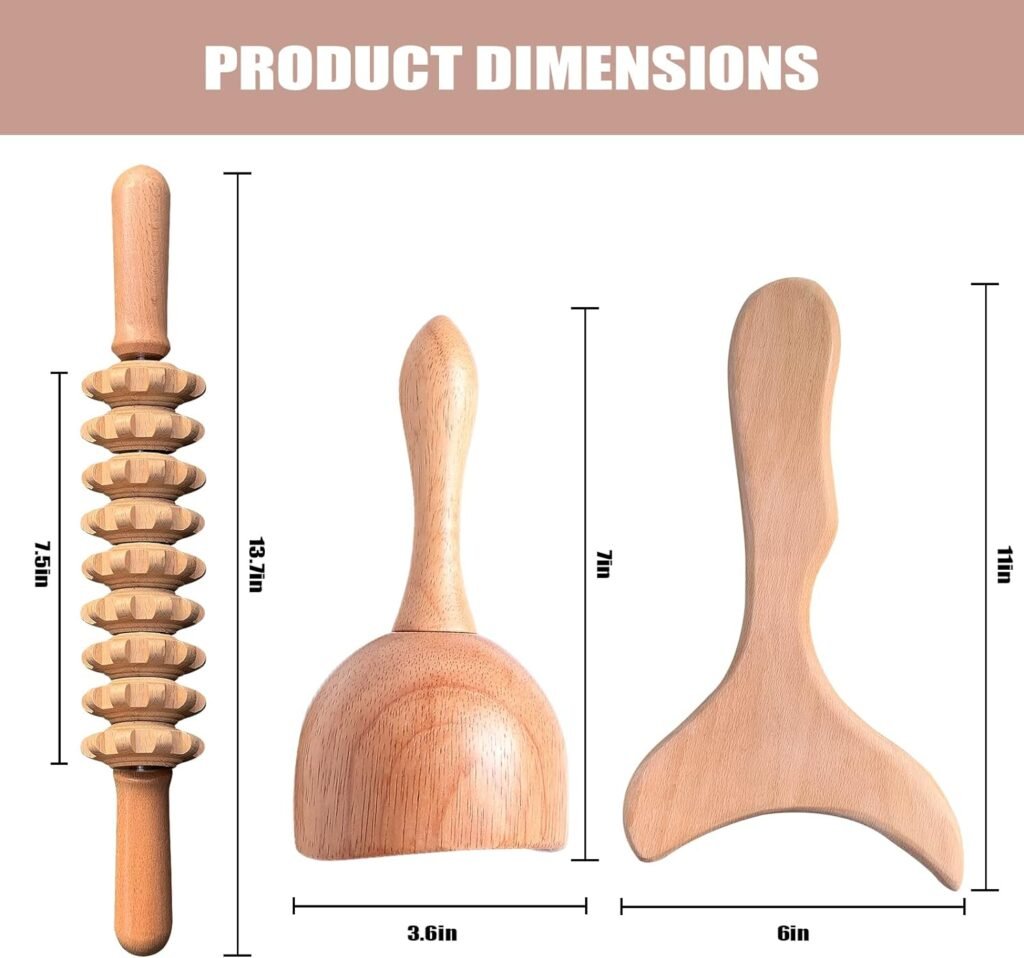 Professional Wood Therapy Massage Tools 3-in-1 Maderoterapia Kit Wooden Massager,For Body Shaping / Contouring / Cellulite Reduction / Muscle Pain Relief Wooden Tools ,Lymphatic Drainage Massager