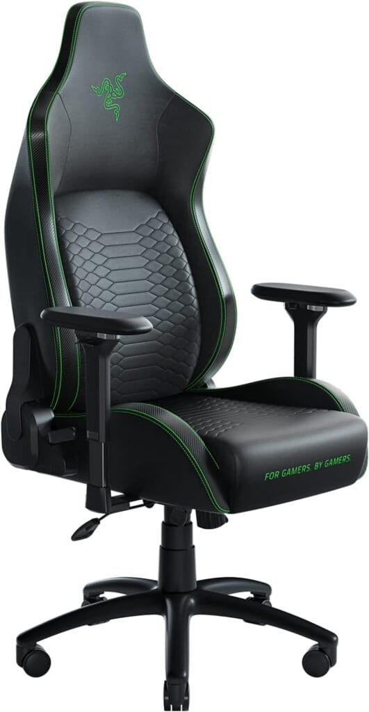 Razer Iskur Gaming Chair: Ergonomic Lumbar Support System - Multi-Layered Synthetic Leather - High Density Foam Cushions - Engineered to Carry - Memory Foam Head Cushion - Black/Green