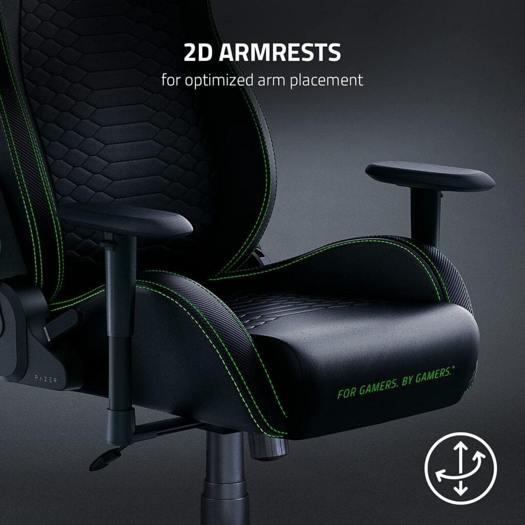 Razer Iskur X Ergonomic Gaming Chair: Ergonomically Designed for Hardcore Gaming - Multi-Layered Synthetic Leather - High-Density Foam Cushions - 2D Armrests - Steel-Reinforced Body - Black/Green