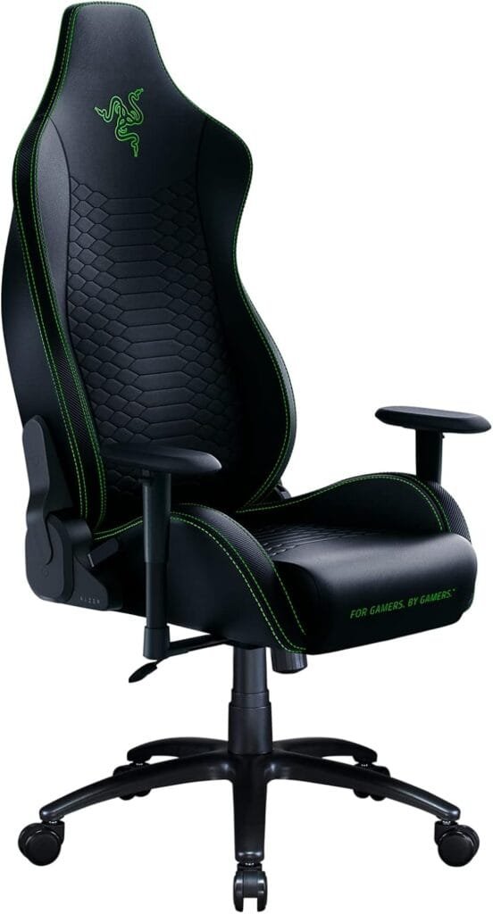 Razer Iskur X Ergonomic Gaming Chair: Ergonomically Designed for Hardcore Gaming - Multi-Layered Synthetic Leather - High-Density Foam Cushions - 2D Armrests - Steel-Reinforced Body - Black/Green