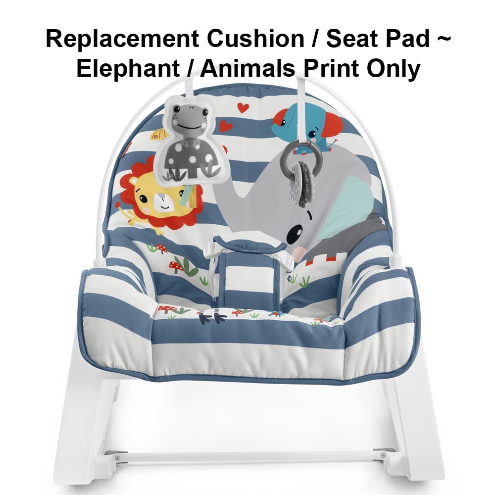 Replacement Part for Fisher-Price Infant-to-Toddler Rocker - GVG45 ~ Replacement Cushion/Seat Pad ~ Elephant/Animals Print