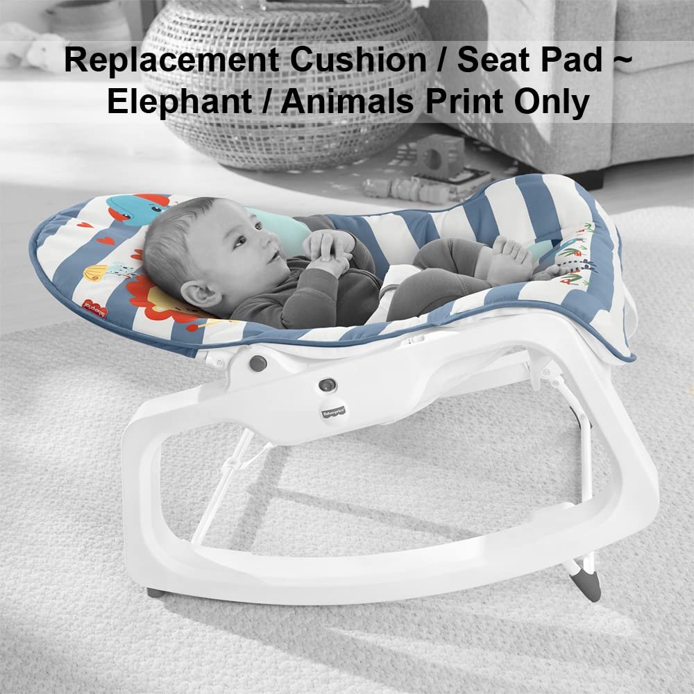 Replacement Part for Fisher-Price Infant-to-Toddler Rocker - GVG45 ~ Replacement Cushion/Seat Pad ~ Elephant/Animals Print