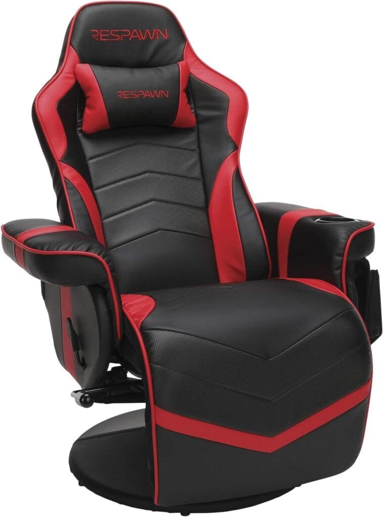 RESPAWN RSP-900 Racing Style, Reclining Gaming Chair, 35.04 - 51.18 D x 30.71 W x 37.01 - 44.88 H, Leather, Red