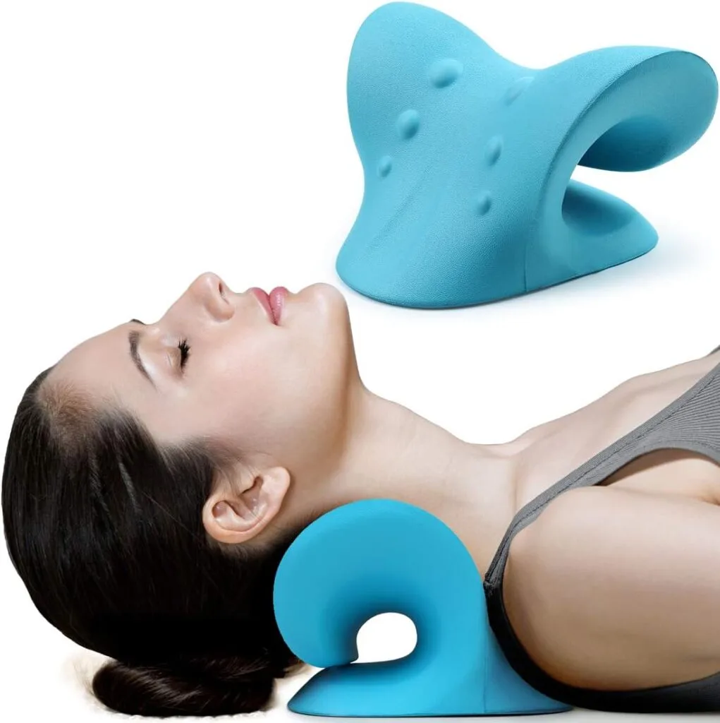 RESTCLOUD Neck and Shoulder Relaxer, Cervical Traction Device for TMJ Pain Relief and Cervical Spine Alignment, Chiropractic Pillow Neck Stretcher (Blue) RESTCLOUD Neck and Shoulder Relaxer, Cervical Traction Device for TMJ Pain Relief and Cervical Spine Alignment, Chiropractic Pillow Neck Stretcher (Blue)