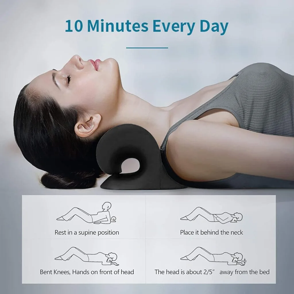 RESTCLOUD Neck and Shoulder Relaxer, Cervical Traction Device for TMJ Pain Relief and Cervical Spine Alignment, Chiropractic Pillow Neck Stretcher (Blue) RESTCLOUD Neck and Shoulder Relaxer, Cervical Traction Device for TMJ Pain Relief and Cervical Spine Alignment, Chiropractic Pillow Neck Stretcher (Blue)