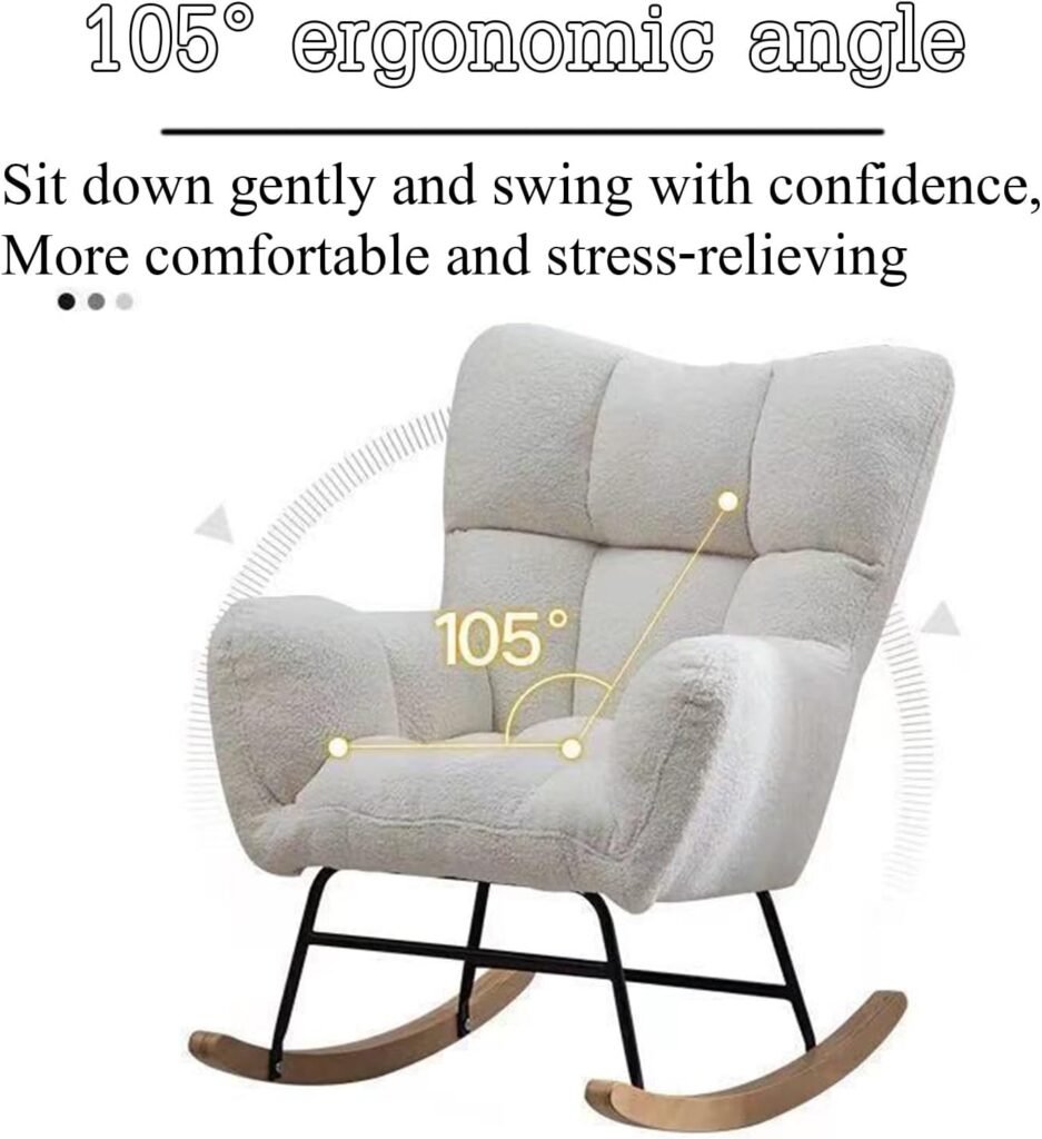 Rocking Chair for Adults,Rocking Chair, for Nursery Patchwork Fabric Relaxing Recliner Chair, with Solid Wood Legs,Leisure Relax Chair, Suitable for Living Room Bedroom Office Nursery (Color : Dark g