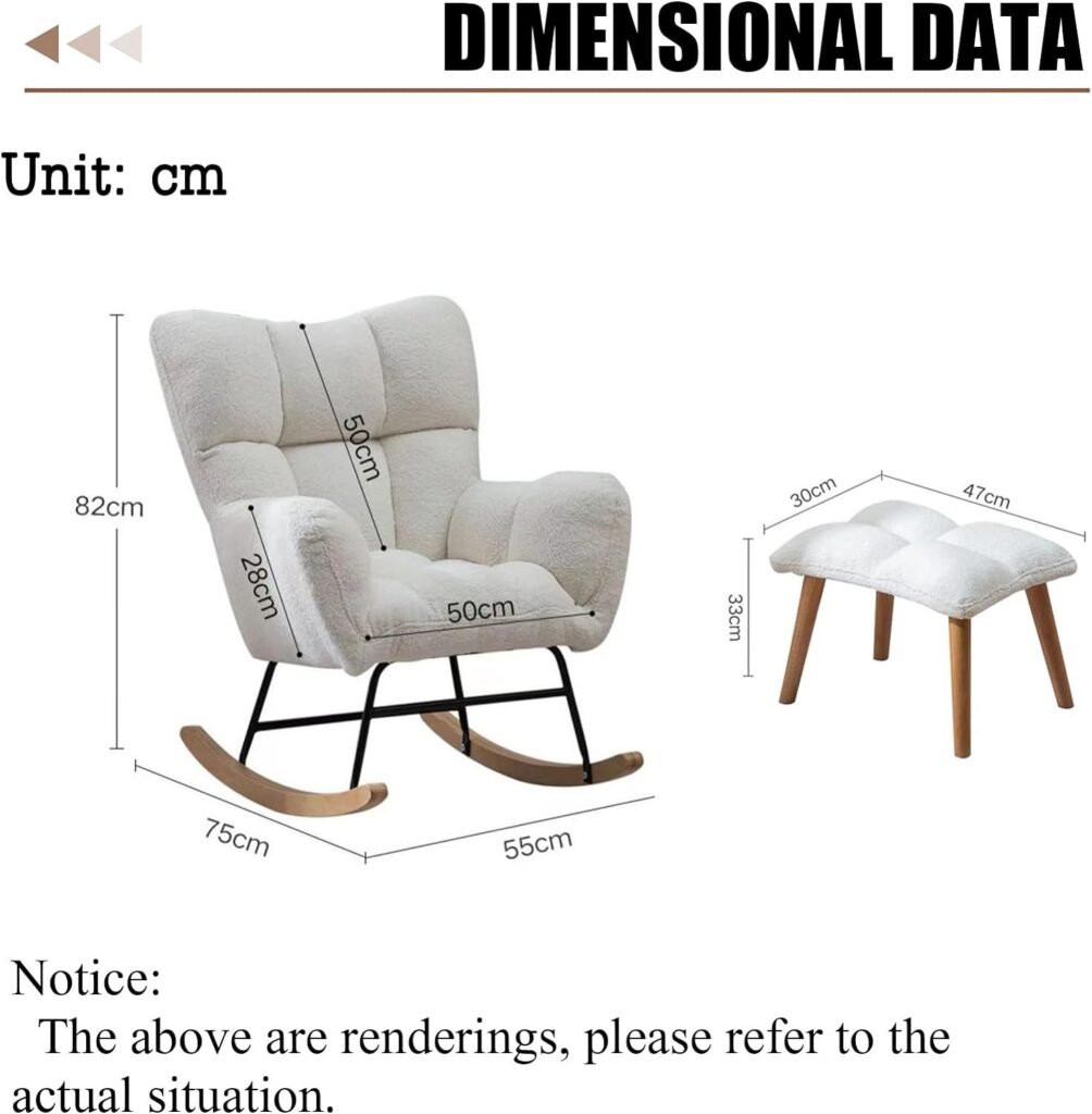 Rocking Chair for Adults,Rocking Chair, for Nursery Patchwork Fabric Relaxing Recliner Chair, with Solid Wood Legs,Leisure Relax Chair, Suitable for Living Room Bedroom Office Nursery (Color : Dark g