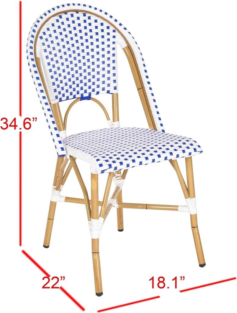 Safavieh Home Collection Hooper Indoor-Outdoor Stacking Side Chairs | Blue  White | Set of 2