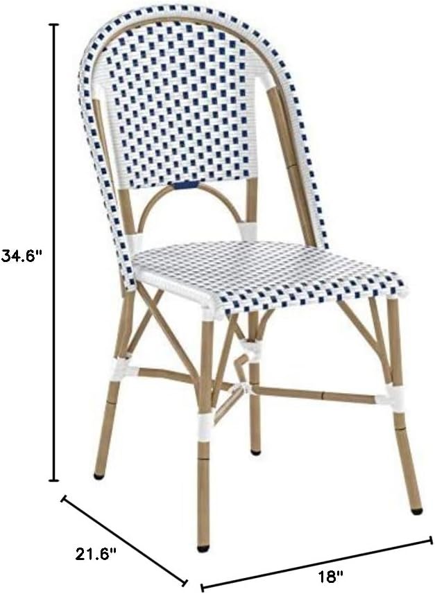 Safavieh Home Collection Hooper Indoor-Outdoor Stacking Side Chairs | Blue  White | Set of 2