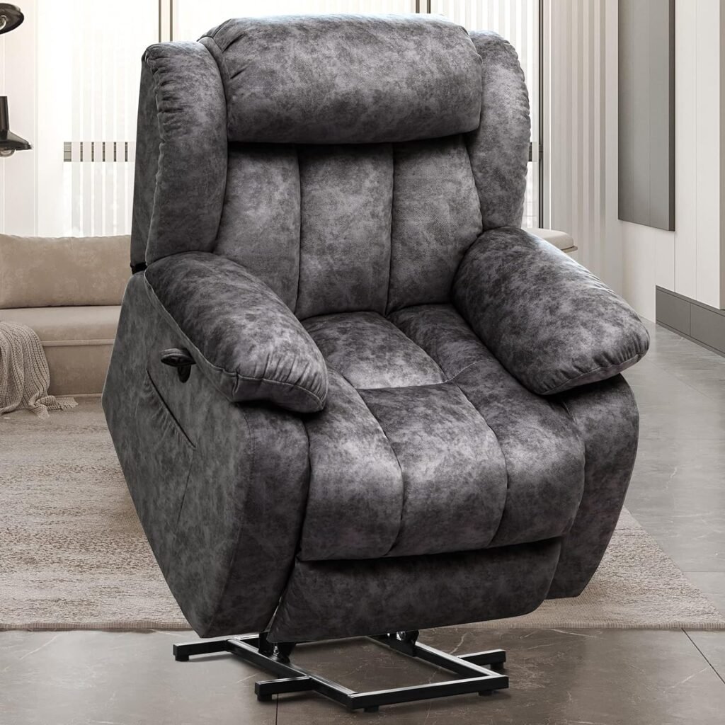 SELLERWE Electric Power Lift Recliner Chair Sofa for Elderly with Heat  Vibration Massage, Remote Control, 3 Positions, 2 Side Pockets and Cup Holders, USB Ports (Dark Grey)