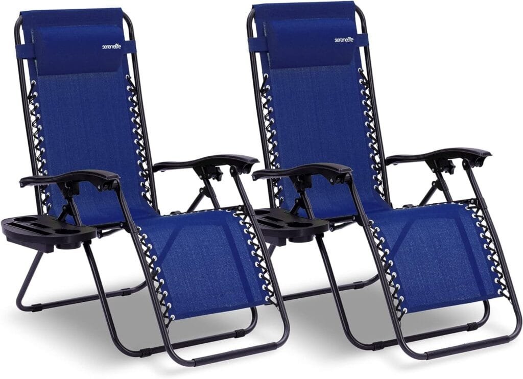 SereneLife Zero Gravity Lounge Chair, Navy Blue