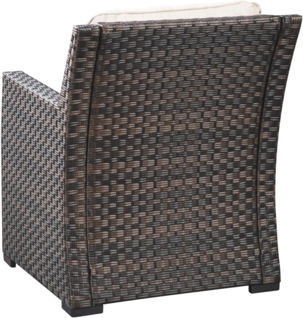 Signature Design by Ashley Easy Isle Outdoor Lounge Chair, Dark Brown  Beige