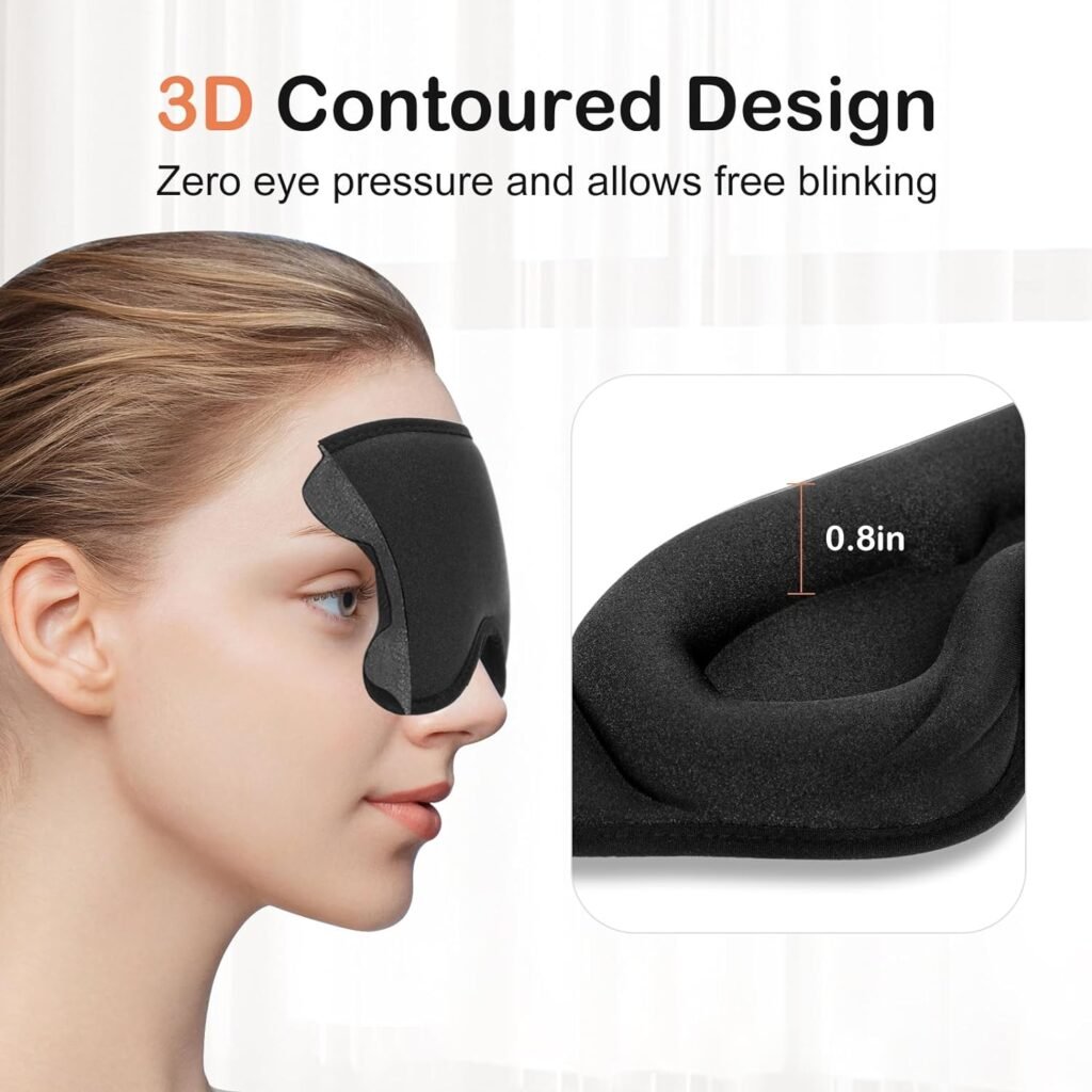 Sleep Mask, 3D Memory Foam Eye Mask for Sleeping 100% Light Blocking Eye Covers with Adjustable Strap, Night Blindfold for Men Women