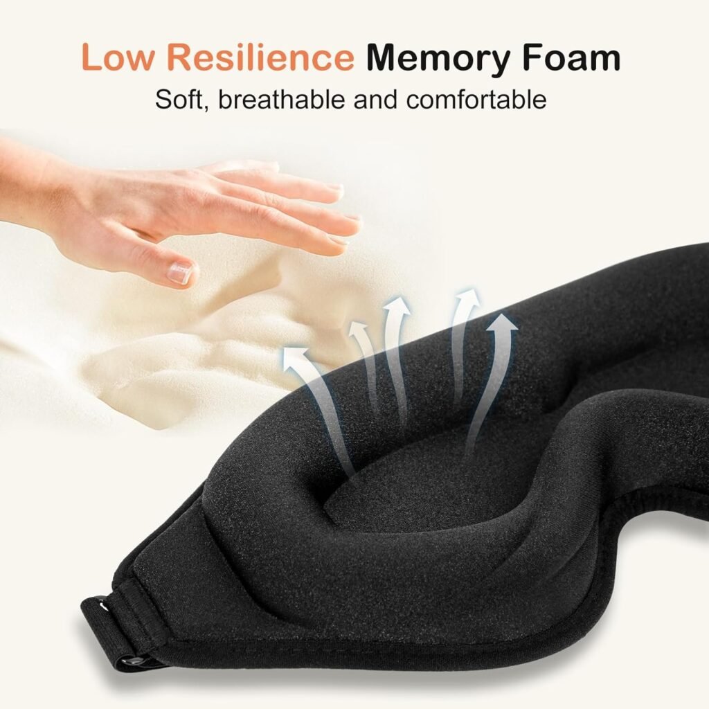 Sleep Mask, 3D Memory Foam Eye Mask for Sleeping 100% Light Blocking Eye Covers with Adjustable Strap, Night Blindfold for Men Women