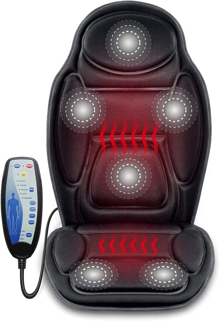 Snailax Massage Seat Cushion - Back Massager with Heat, 6 Vibration Massage Nodes  2 Heat Levels, Massage Chair Pad for Home Office Chair