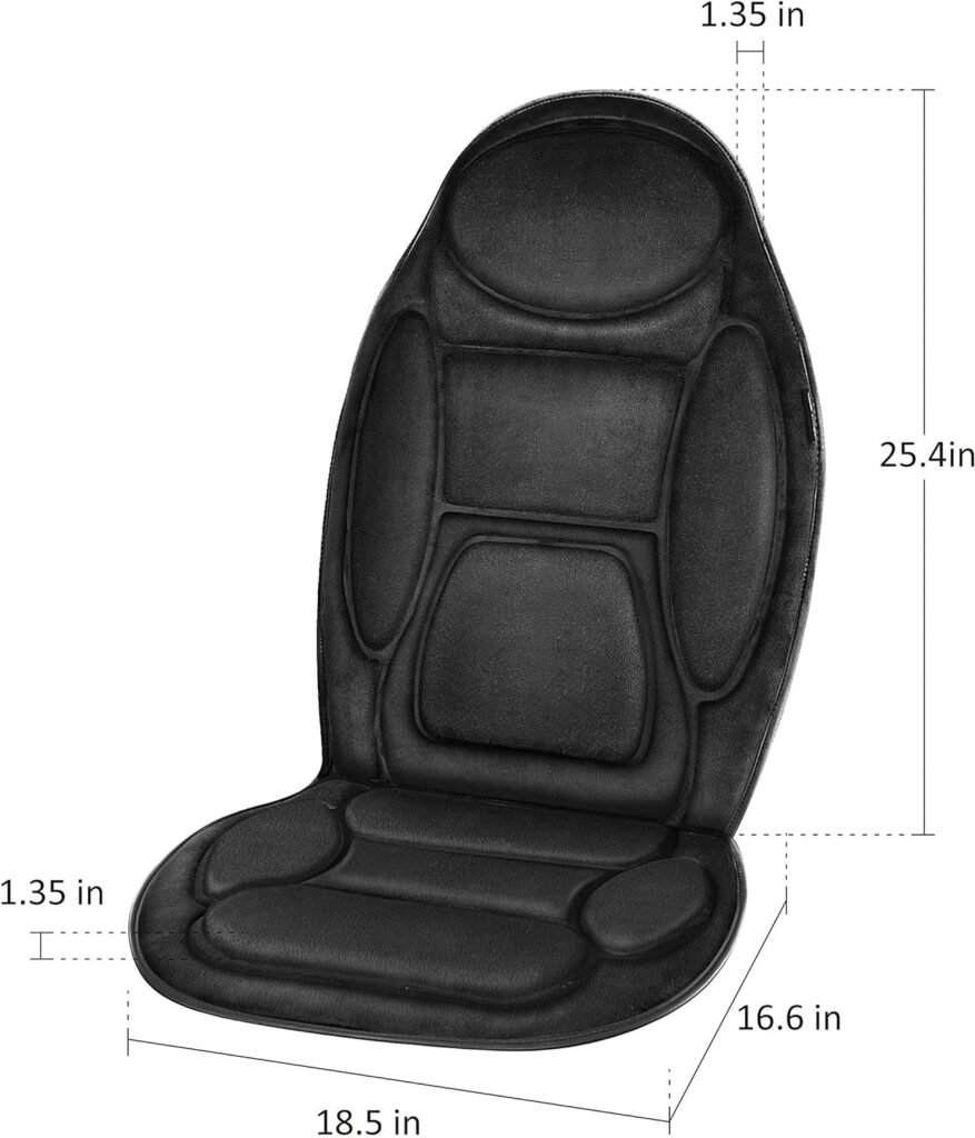 Snailax Memory Foam Vibration Massage Seat Cushion, Back Massage Pad with Heat,2 Heat Levels  6 Vibration Massage Nodes, Seat Massager for Home Office Chair, Grey