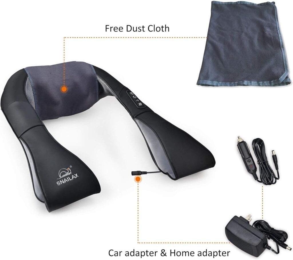 Snailax Shiatsu Neck and Shoulder Massager - Back Massager with Heat, Deep Kneading Electric Massage Pillow for Neck, Back, Shoulder,Foot,Body