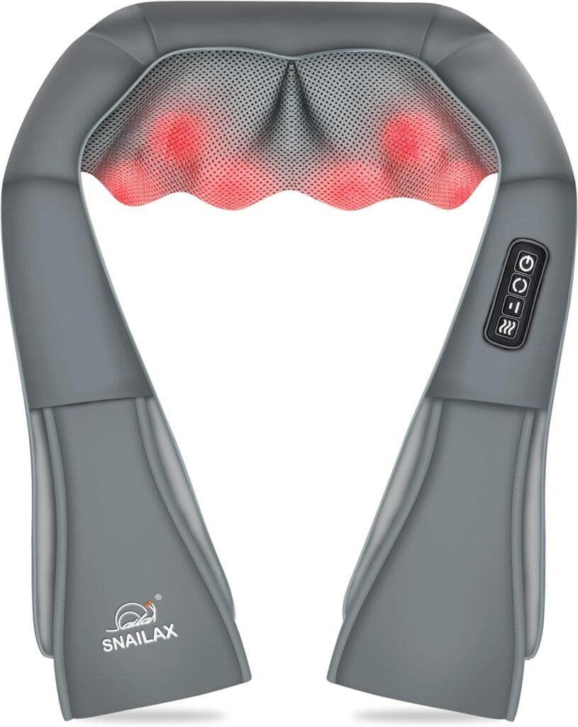 Snailax Shiatsu Neck and Shoulder Massager - Back Massager with Heat, Deep Kneading Electric Massage Pillow for Neck, Back, Shoulder,Foot,Body