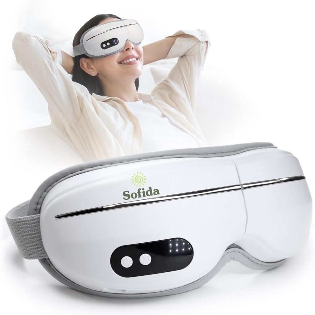 SOFIDA Eye Massager with Heat, Bluetooth Music for Relax, Temple Massage Mask for Migraine, Eye Care Device for Reduce Eyes Strain, Dry Eyes, Dark Circles, Eyes Bags, Improve Sleep Tool