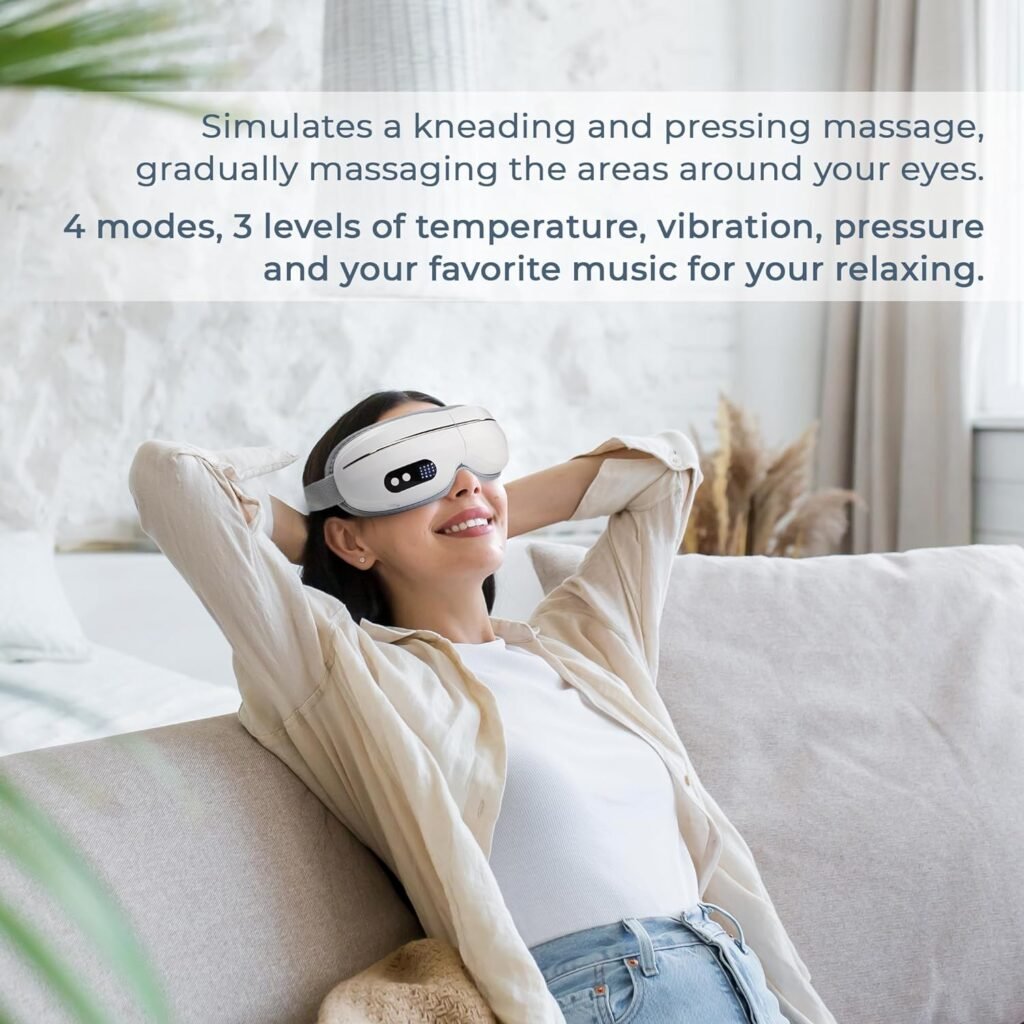 SOFIDA Eye Massager with Heat, Bluetooth Music for Relax, Temple Massage Mask for Migraine, Eye Care Device for Reduce Eyes Strain, Dry Eyes, Dark Circles, Eyes Bags, Improve Sleep Tool